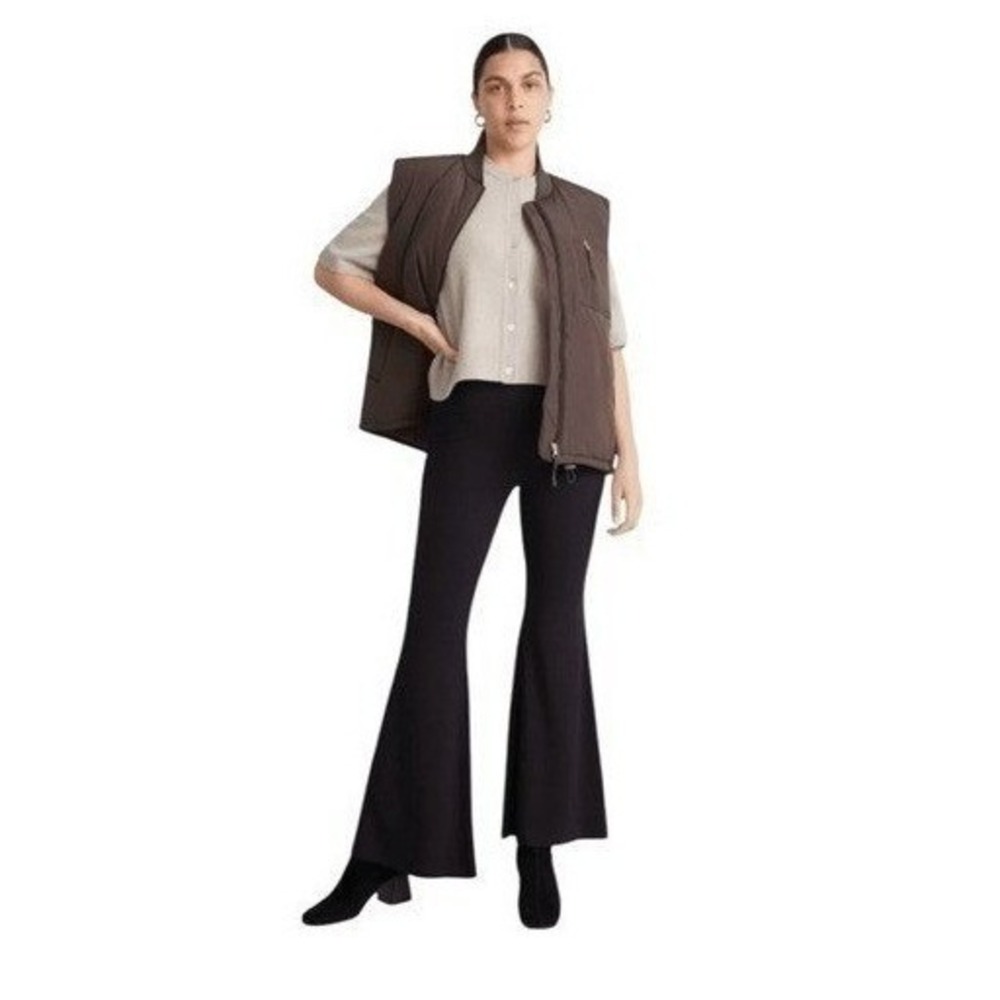 Stockholm Atelier & Other‎ Stories Flare Trousers Black Crepe Knit Pull-On Split